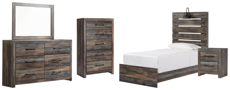 Drystan Twin Panel Bed with Mirrored Dresser, Chest and Nightstand in Multi from Ashley - DMV Furniture
