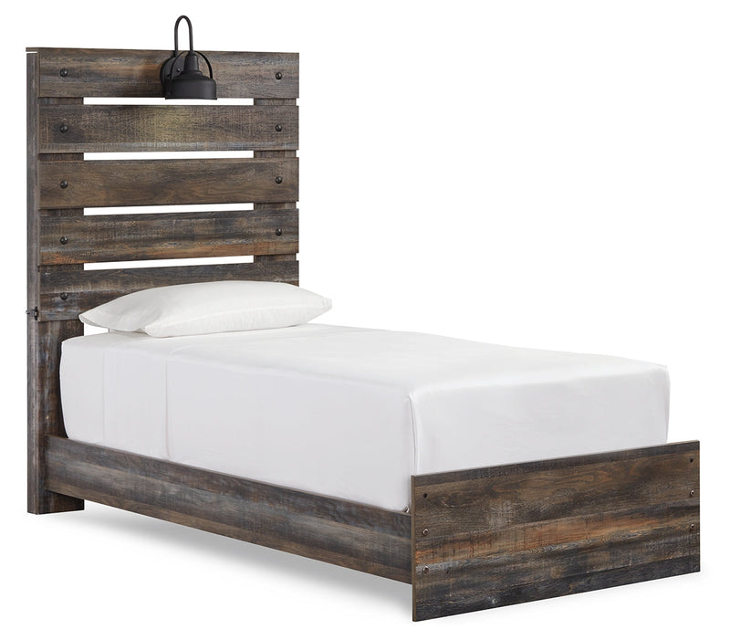 Drystan Twin Panel Bed with Mirrored Dresser in Multi from Ashley - DMV Furniture