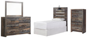 Drystan Twin Panel Headboard Bed with Mirrored Dresser and Chest in Multi from Ashley - DMV Furniture