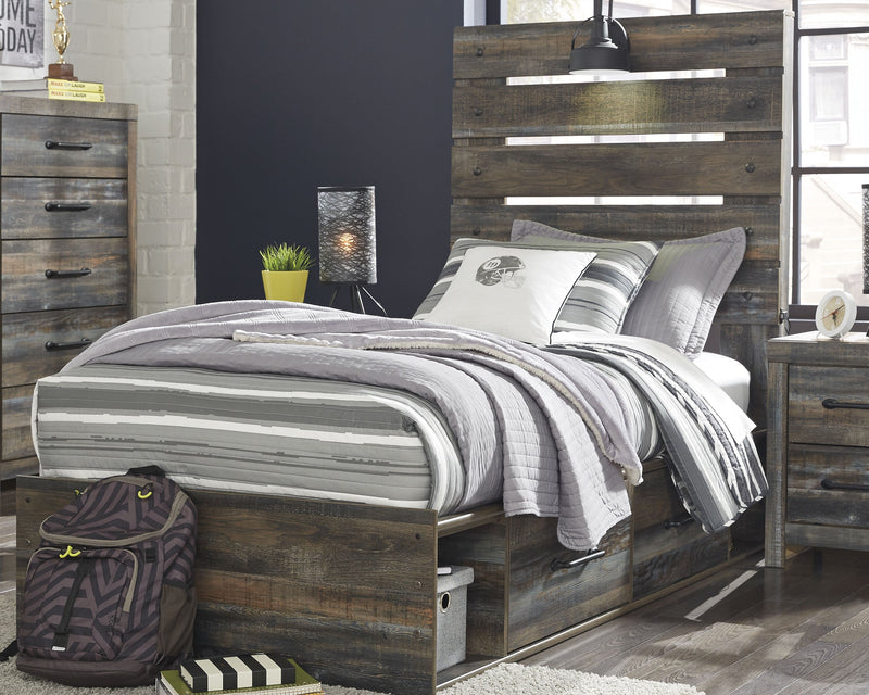 Drystan Twin Panel Headboard Bed with Mirrored Dresser and Chest in Multi from Ashley - DMV Furniture