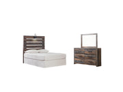 Drystan Twin Panel Headboard Bed with Mirrored Dresser in Multi from Ashley - DMV Furniture