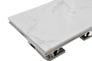 DT2000C 80 X 40 X 30  - SILVER STAINLESS STEEL + MARBLE  DINING TABLE - 210000007505