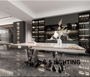 DT2000C 80 X 40 X 30  - SILVER STAINLESS STEEL + MARBLE  DINING TABLE - 210000007505