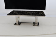 DT2001C 80 X 40 X 30 - SILVE STAINLESS STEEL + MARBLE  DINING TABLE - 210000007473