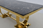 DT2001G 80 X 40 X 30 - GOLD STAINLESS STEEL + MARBLE  DINING TABLE - 210000007926