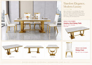 DT2001G 80 X 40 X 30 - GOLD STAINLESS STEEL + MARBLE  DINING TABLE - 210000007926