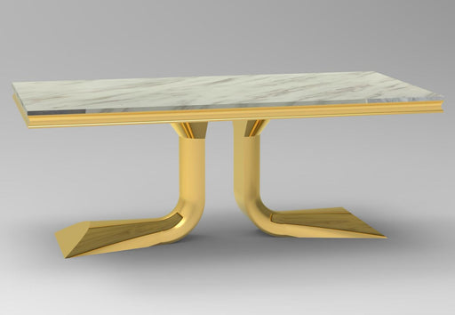 DT2003C-80 X 40 X 30 -CHROME STAINLESS STEEL + MARBLE DINING TABLE - 210000007641
