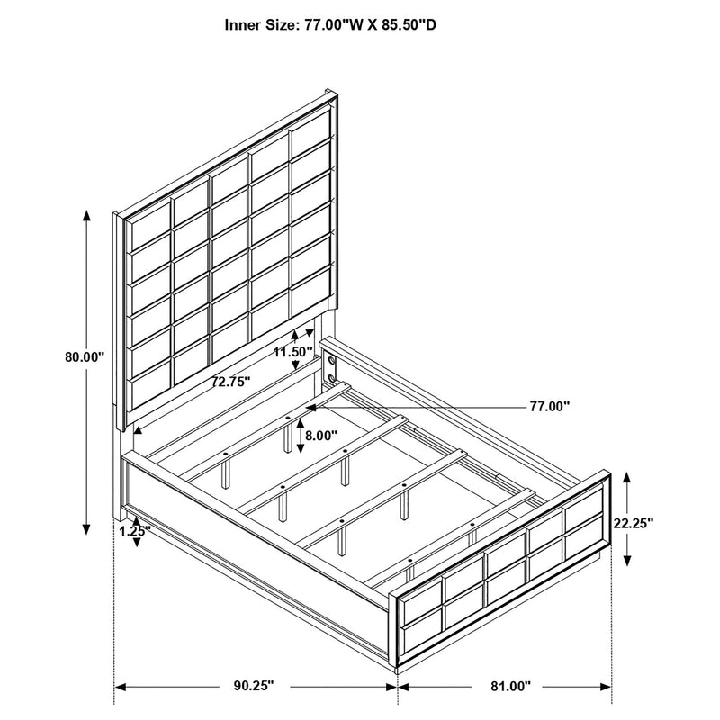 Durango 77-inch California King Panel Bed Smoked Peppercorn - 223261KW