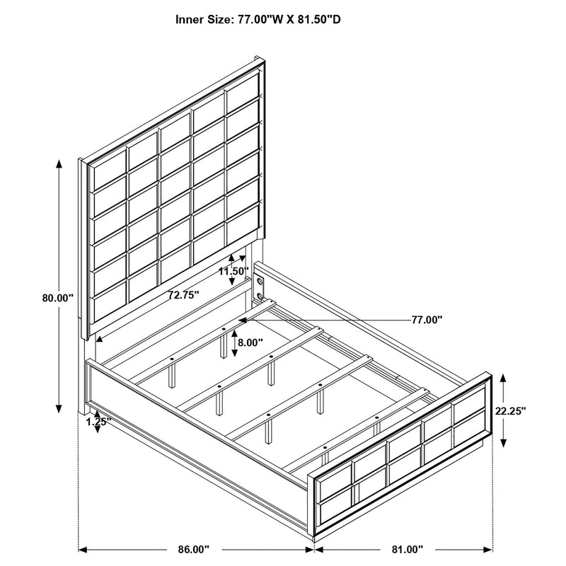 Durango 77-inch Eastern King Panel Bed Smoked Peppercorn - 223261KE