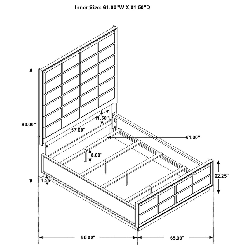 Durango 77-inch Queen Panel Bed Smoked Peppercorn - 223261Q