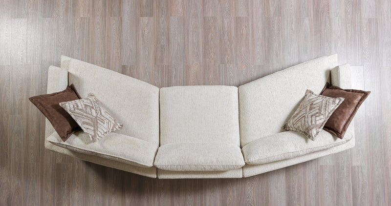 Dylan Ivory Linen 3 - Piece Curved 126" Sectional with Ottoman - DMV FurnitureSectional