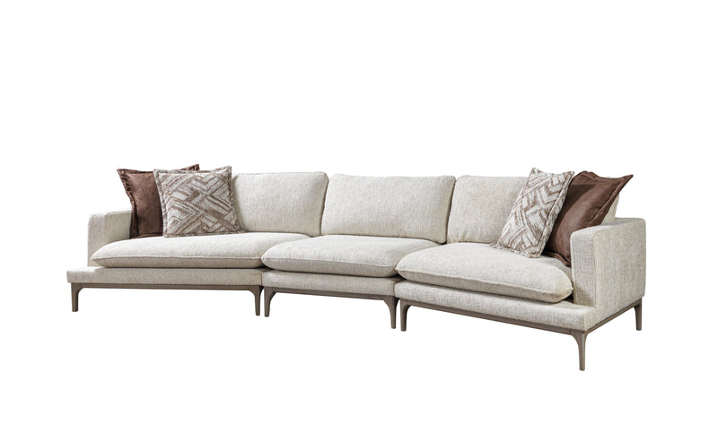 Dylan Ivory Linen 3 - Piece Curved 126" Sectional with Ottoman - DMV FurnitureSectional