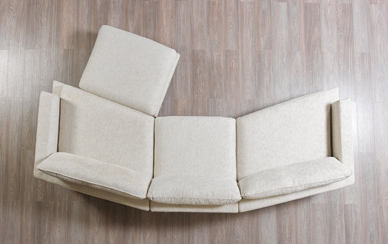 Dylan Ivory Linen 3 - Piece Curved 126" Sectional with Ottoman - DMV FurnitureSectional