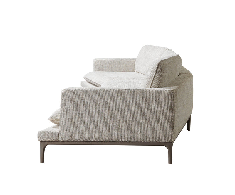 Dylan Ivory Linen 3 - Piece Curved 126" Sectional with Ottoman - DMV FurnitureSectional