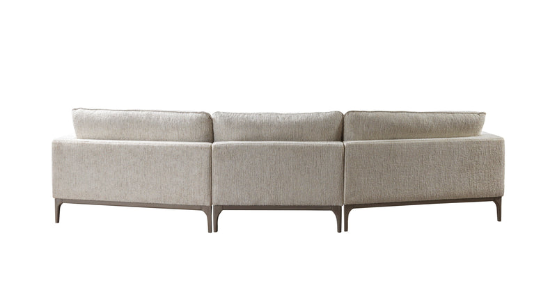Dylan Ivory Linen 3 - Piece Curved 126" Sectional with Ottoman - DMV FurnitureSectional