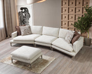 Dylan Ivory Linen 3 - Piece Curved 126" Sectional with Ottoman - DMV FurnitureSectional