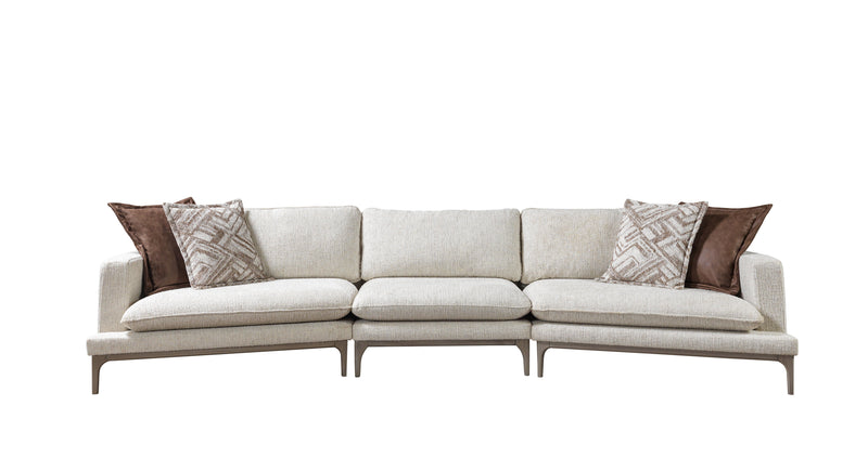 Dylan Ivory Linen 3 - Piece Curved 126" Sectional with Ottoman - DMV FurnitureSectional