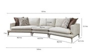 Dylan Ivory Linen 3 - Piece Curved 126" Sectional with Ottoman - DMV FurnitureSectional