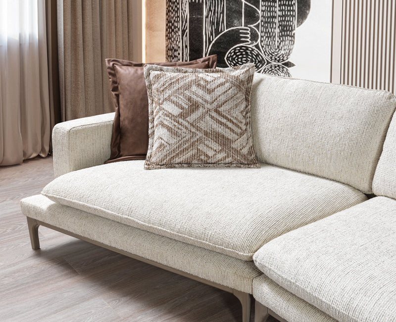 Dylan Ivory Linen 3 - Piece Curved 126" Sectional with Ottoman - DMV FurnitureSectional