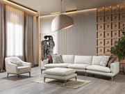 Dylan Ivory Linen 3 - Piece Curved 126" Sectional with Ottoman - DMV FurnitureSectional