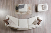 Dylan Ivory Linen 3 - Piece Curved 126" Sectional with Ottoman - DMV FurnitureSectional