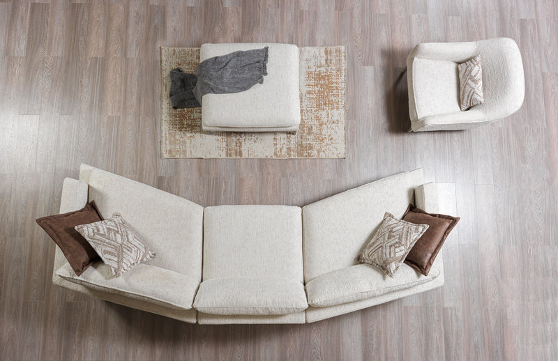 Dylan Ivory Linen 3 - Piece Curved 126" Sectional with Ottoman - DMV FurnitureSectional