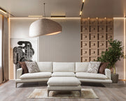 Dylan Ivory Linen 3 - Piece Curved 126" Sectional with Ottoman - DMV FurnitureSectional