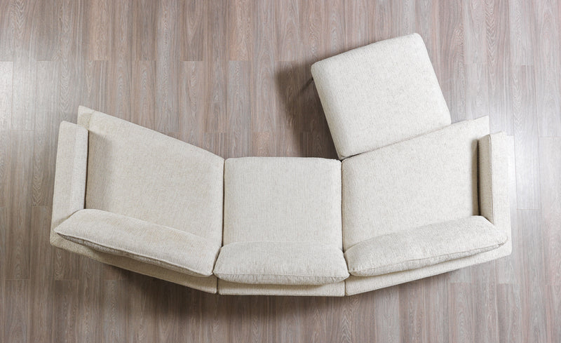 Dylan Ivory Linen 3 - Piece Curved 126" Sectional with Ottoman - DMV FurnitureSectional