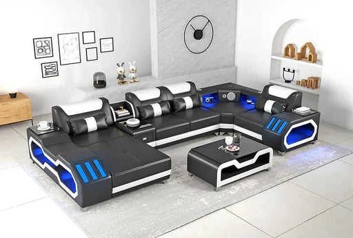 E - 18 Black & White Sectional Set - DMV FurnitureSectional