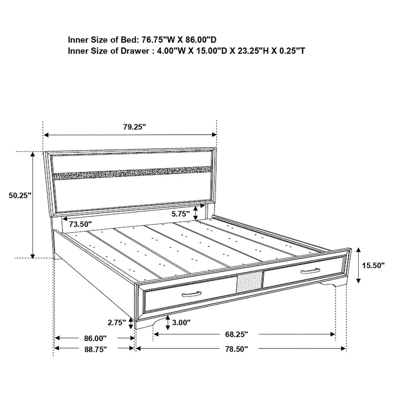 Miranda Panel Platform Storage Bed