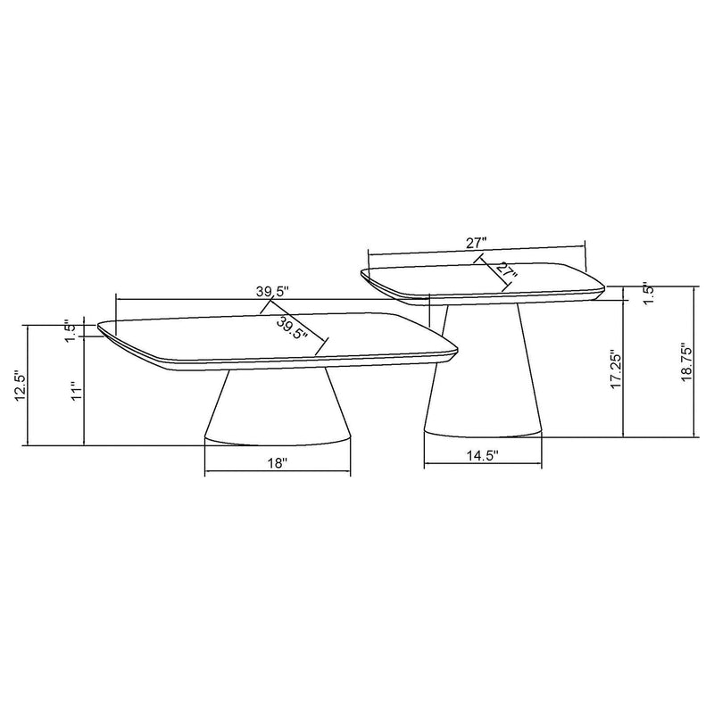 Eason 2-piece Coffee Table Set Walnut and Black - 710010