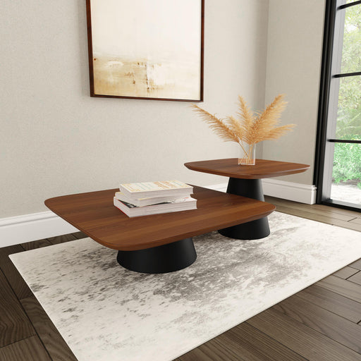 Eason 2-piece Coffee Table Set Walnut and Black - 710010