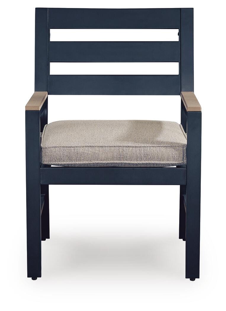 East Beach Navy Blue/Driftwood Outdoor Arm Chair with Cushion (Set of 2) - PCP587-601A