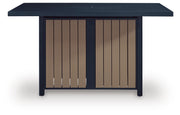 East Beach Navy Blue/Driftwood Outdoor Bar Table with Fire Pit - PCP587-665