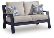 East Beach Navy Blue/Driftwood Outdoor Loveseat with Cushion - PCP587-835