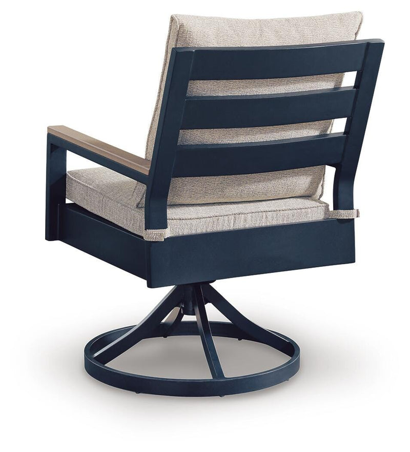 East Beach Navy Blue/Driftwood Outdoor Swivel Chair with Cushion (Set of 2) - PCP587-602A