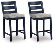 East Beach Navy Blue Outdoor Counter Height Bar Stool (Set of 2) - PCP587-124