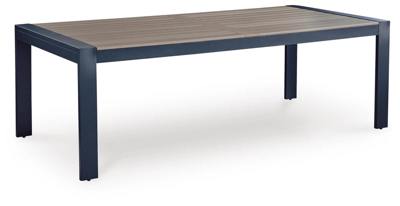 East Beach Outdoor Dining Table and 4 Chairs in Navy Blue/Driftwood - PKG024597