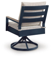 East Beach Outdoor Dining Table and 6 Chairs in Navy Blue/Driftwood - PKG024594