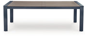 East Beach Outdoor Dining Table and 6 Chairs in Navy Blue/Driftwood - PKG024594