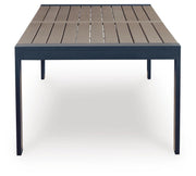 East Beach Outdoor Dining Table and 6 Chairs in Navy Blue/Driftwood - PKG024594