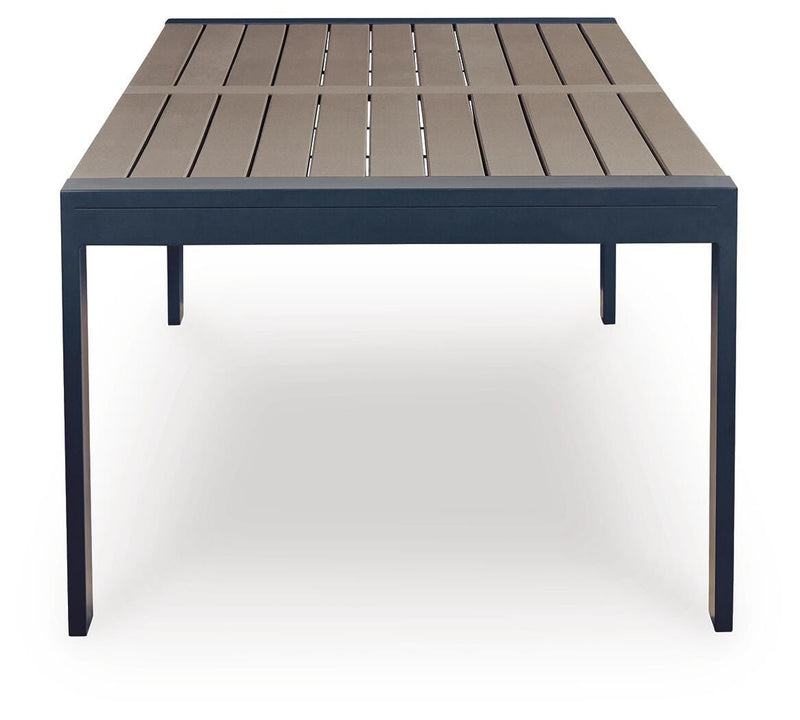 East Beach Outdoor Dining Table and 6 Chairs in Navy Blue/Driftwood - PKG024594