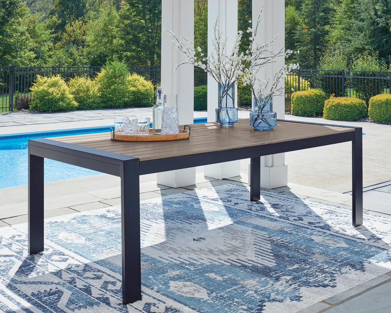 East Beach Outdoor Dining Table and 6 Chairs in Navy Blue/Driftwood - PKG024594
