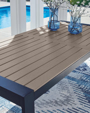East Beach Outdoor Dining Table and 6 Chairs in Navy Blue/Driftwood - PKG024596