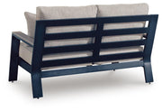 East Beach Outdoor Sofa and Loveseat in Navy Blue/Driftwood - PKG024587