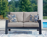 East Beach Outdoor Sofa and Loveseat in Navy Blue/Driftwood - PKG024587