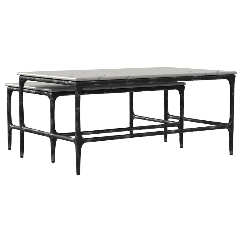 Ebby 2-piece Genuine Marble Top Nesting Coffee Tables White - 710740