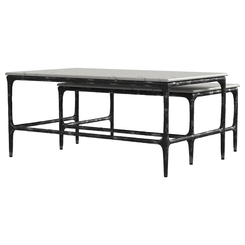 Ebby 2-piece Genuine Marble Top Nesting Coffee Tables White - 710740