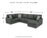 Edenfield Charcoal 3-Piece Sectional with Ottoman from Ashley - DMV Furniture