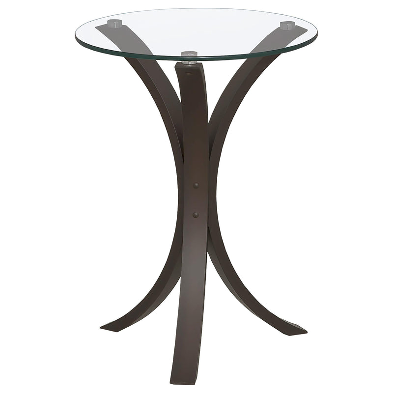 Edgar Round Glass Top Accent Side Table Cappuccino - 902867